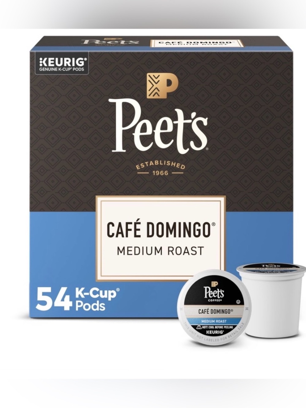 Peet’s Coffee Cafe Domingo Medium Roast Single Serve Coffee Pods 54 Count K-cup